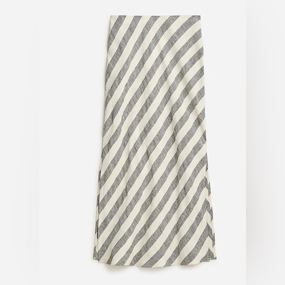 J Crew Gwyenth slip skirt in striped linen